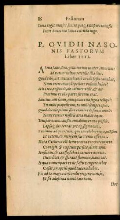 P. Ovidii Nasonis Fastorum Liber IIII.