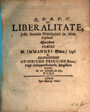 De liberalitate, disp.