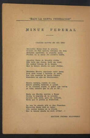 Minué federal : (Canción porteña del año 1840)