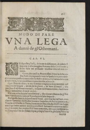 Modo Di Fare Una Lega A danni de gl'Othomani.