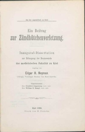 Ein Beitrag zur Zündhütchenverletzung
