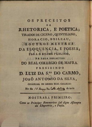 Os preceitos da rhetorica e poetica