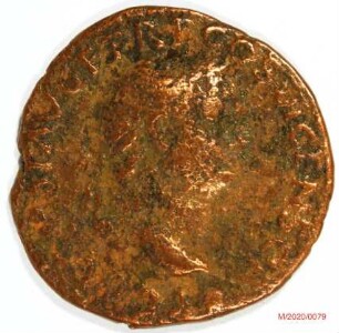 Römische Münze, Nominal As, Prägeherr Vespasian für Titus, Prägeort Lyon, Original