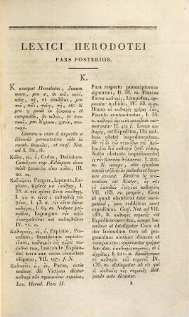 Lexicon Herodoteum : quo et styli Herodotei universa ratio enucleate explicatur et quam plurimi musarum loci ex professo ill., passim etiam partim Graeca lectio partim versio Latina, quas offert Argentoratensis ed. vel vindicatur vel emendatur, 2