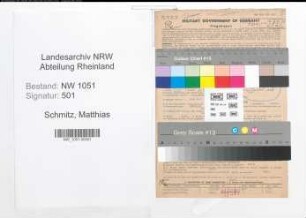 Entnazifizierung Matthias Schmitz , geb. 03.08.1899 (Tischler)