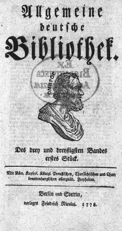 Des drey und dreyßigsten Bandes erstes Stück.
