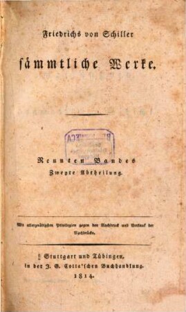Friedrich von Schillers sämmtliche Werke. 9,2