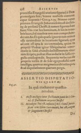 Assertio Disputationis Quartae;