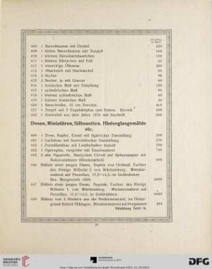 Dosen, Miniatüren, Silhouetten, Hinterglasgemälde etc. (Nr. 440 - 497)