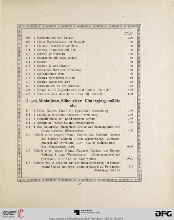 Dosen, Miniatüren, Silhouetten, Hinterglasgemälde etc. (Nr. 440 - 497)