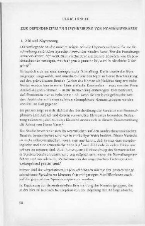 Zur dependenziellen Beschreibung von Nominalphrasen