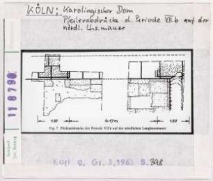Köln: Karolingischer Dom, Pfeilerabdrücke der Periode VII b auf der nördlichen Langhausmauer