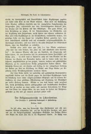 ¬Der¬ Religionsunterricht im Lehrerseminar : drittes Stück ; [Fortsetzung]