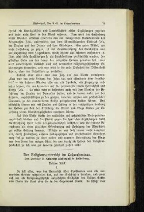 ¬Der¬ Religionsunterricht im Lehrerseminar : drittes Stück ; [Fortsetzung]
