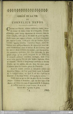 Abrègè De La Vie De Cornelius Nepos