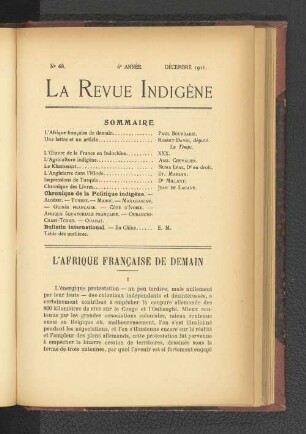 L'Afrique Francaise de Demain.