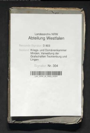 Verpachtung der königlichen Domänen, Vorwerke und Grundstücke in der Grafschaft Tecklenburg. Generalia