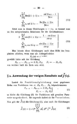 § 2. Anwendung der vorigen Resultate auf .... (x).