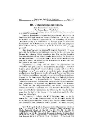 Katholische Katechese : [Unterrichtsgegenstände]