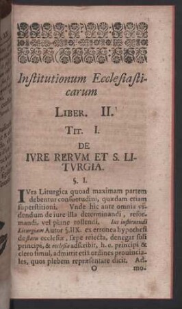 Institutionum Ecclesiasticarum. Liber. II.