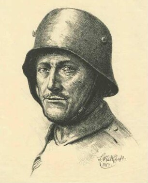 Porträt eines Soldaten mit Stahlhelm