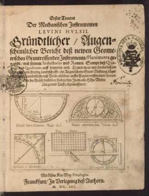 Erster (- vierter) Tractat der Mechanischen Instrumenten
