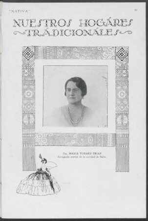 Nuestros hogares tradicionales - Sta. María Torres Frias distinguida poetisa de la sociedad de Salta.