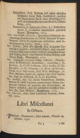 Libri Miscellanei In Octavo