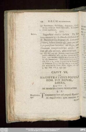 Caput VII. De Magistratibus Populi Rom. Sub. Republ. Libera.