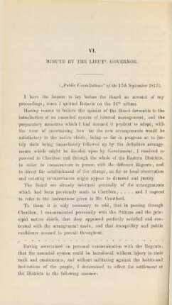 VI. Minute by the lieut. governor