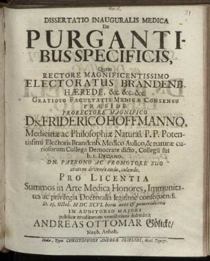 Dissertatio Inauguralis Medica De Purgantibus Specificis