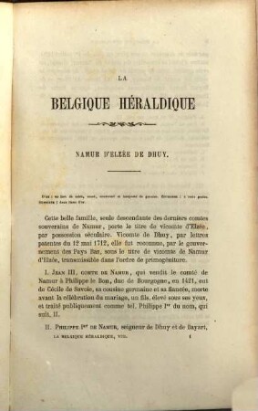 La Belgique héraldique : recueil historique, chronologique, généalogique et biographique complet de toutes les maisons nobles reconnues de la Belgique, 8