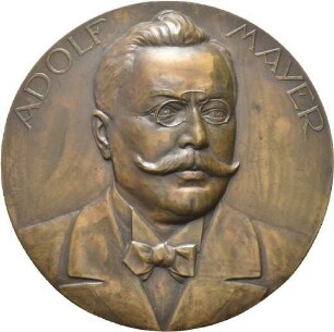 Große Bronzeplakette von Heinrich Zimmermann auf Adolf Mayer