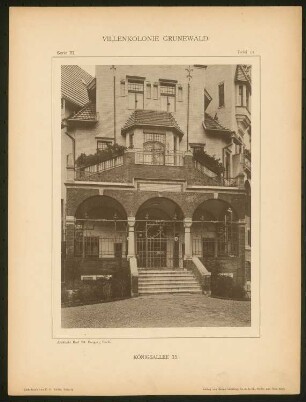 Villa Königsallee, Berlin-Grunewald: Ansicht Eingangsportal (aus: Die Villenkolonie Grunewald, hrsg. von Egon Hessling, Berlin 1903)