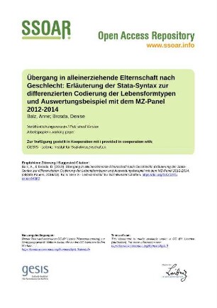 Übergang in alleinerziehende Elternschaft nach Geschlecht: Erläuterung der Stata-Syntax zur differenzierten Codierung der Lebensformtypen und Auswertungsbeispiel mit dem MZ-Panel 2012-2014
