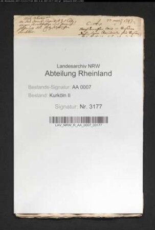 Rückführung des in den Dom zu Köln geflüchteten Bonner Archivs; Archivinstruktion vom Archivar Raesfeld