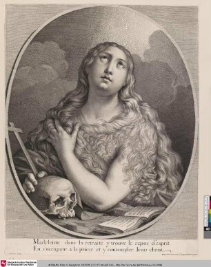 Madeleine dans la retraite y trouve le repos d'esprit En s'occupant a la priere et y contempler Iesus christ.