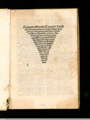 Trionfi, sonetti, canzoni e laude della Vergine Maria