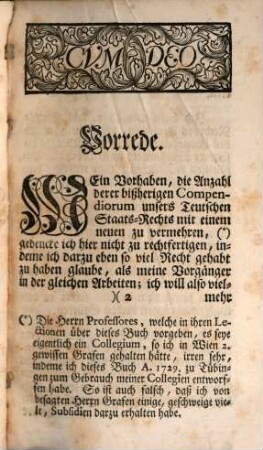 Compendium Juris Publici Moderni Regni Germanici. Oder Grund-Riß der heutigen Staats-Verfassung des Teutschen Reichs