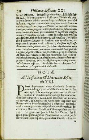 Notæ. Ad Historiam & Decretum Sessionis XXI.