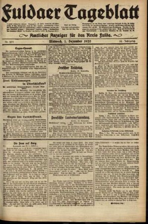 Ausgabe vom Mittwoch, den 01. Dezember 1920.