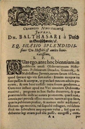 Observationum Historico-Politicarum Decades ... Michaelis Piccarti Fr. Professoris Norici:, [2]. Decades Sex Posteriores