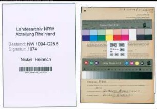 Entnazifizierung Heinrich Nickel , geb. 03.02.1904 (Baecker)