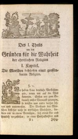I. Kapitel. Die Menschen bedürfen einer geoffenbarten Religion