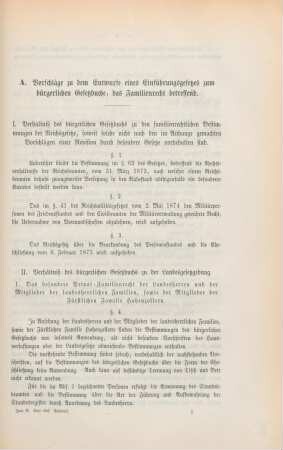 A. Vorschläge zu dem Entwurfe eines Einführungsgesetzes zum bürgerlichen Gesetzbuche, das Familienrecht betreffend