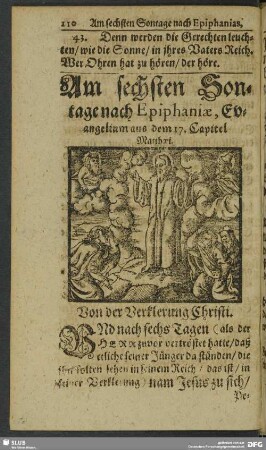 Am sechsten Sontag nach Epiphaniae, Evangelium aus dem 17. Capitel Matthaei