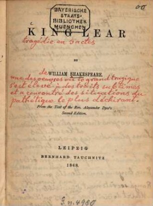 King Lear : tragedy in 5 acts