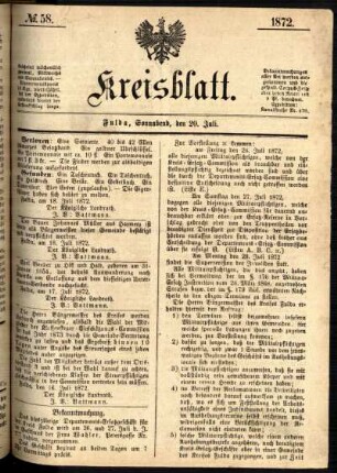 Ausgabe vom Samstag, den 20. Juli 1872.