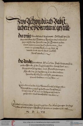 [Pietro Paolo Vergerio d.J.,] Actiones duae secretarii pontificii, dt.