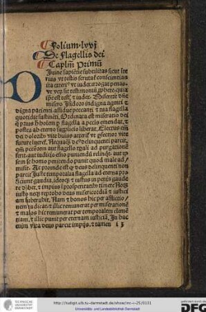 De flagellis dei, capitulum primum.